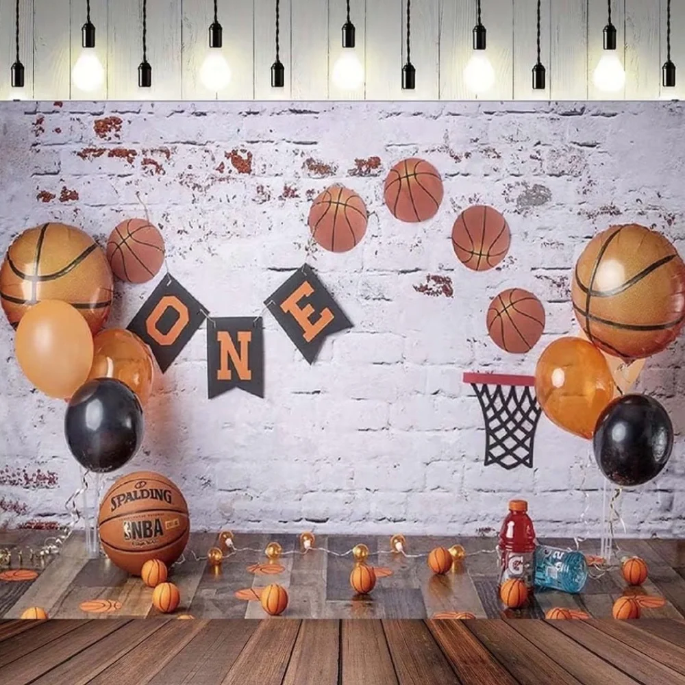 Basketball theme 1st birthday baby boy photo backdrop background